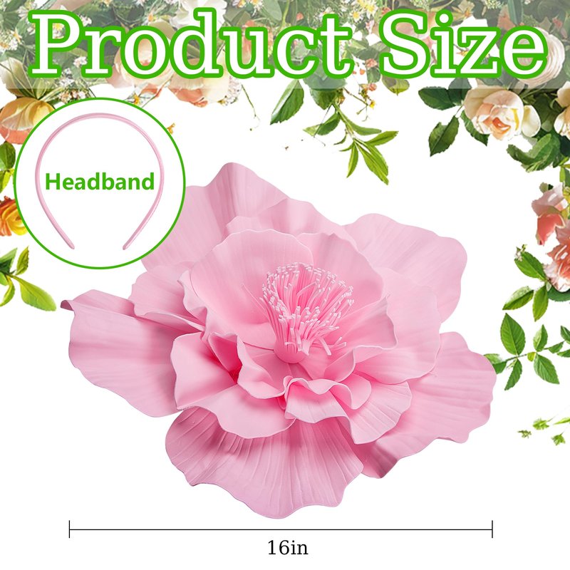 Wehhbtye Large Flower Fascinator Hat for Women, Pink Tea Party Flower Headwears, Lady Fascinators Headband for Wedding Cocktail Party Church Day Events Costume Accessories