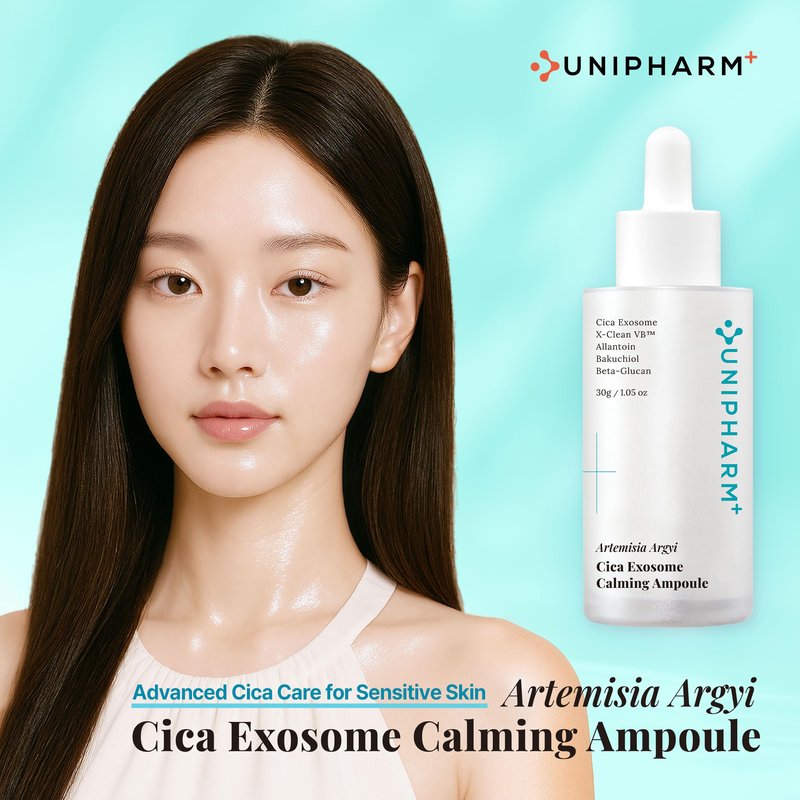 UNIPHARM Artemisia Argyi Cica Exosome Calming Ampoule, 1.05 oz, Soothing Serum for Sensitive Skin