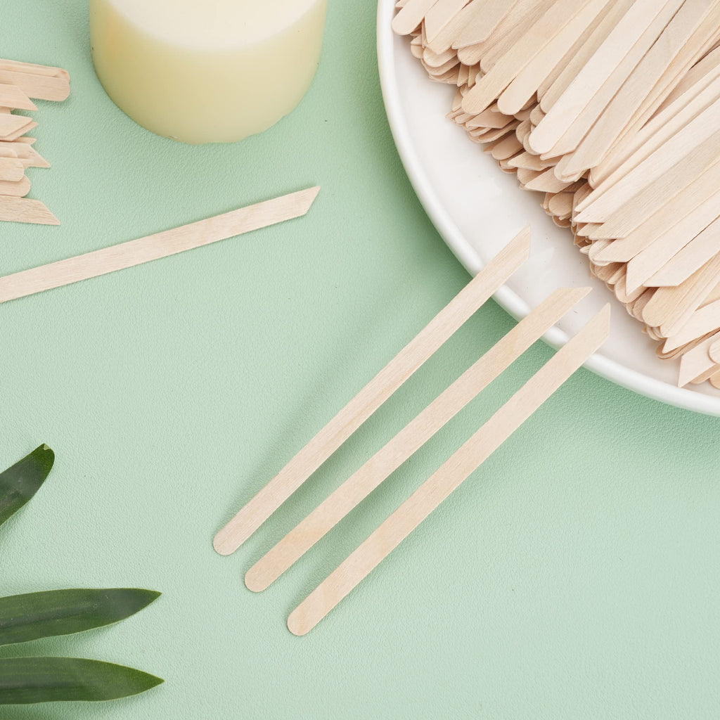 1200Pcs Wooden Wax Sticks Small Waxing Applicator Sticks Wax Spatulas Wood Craft Sticks for Hair Removal and Smooth Skin - Slanted & Round