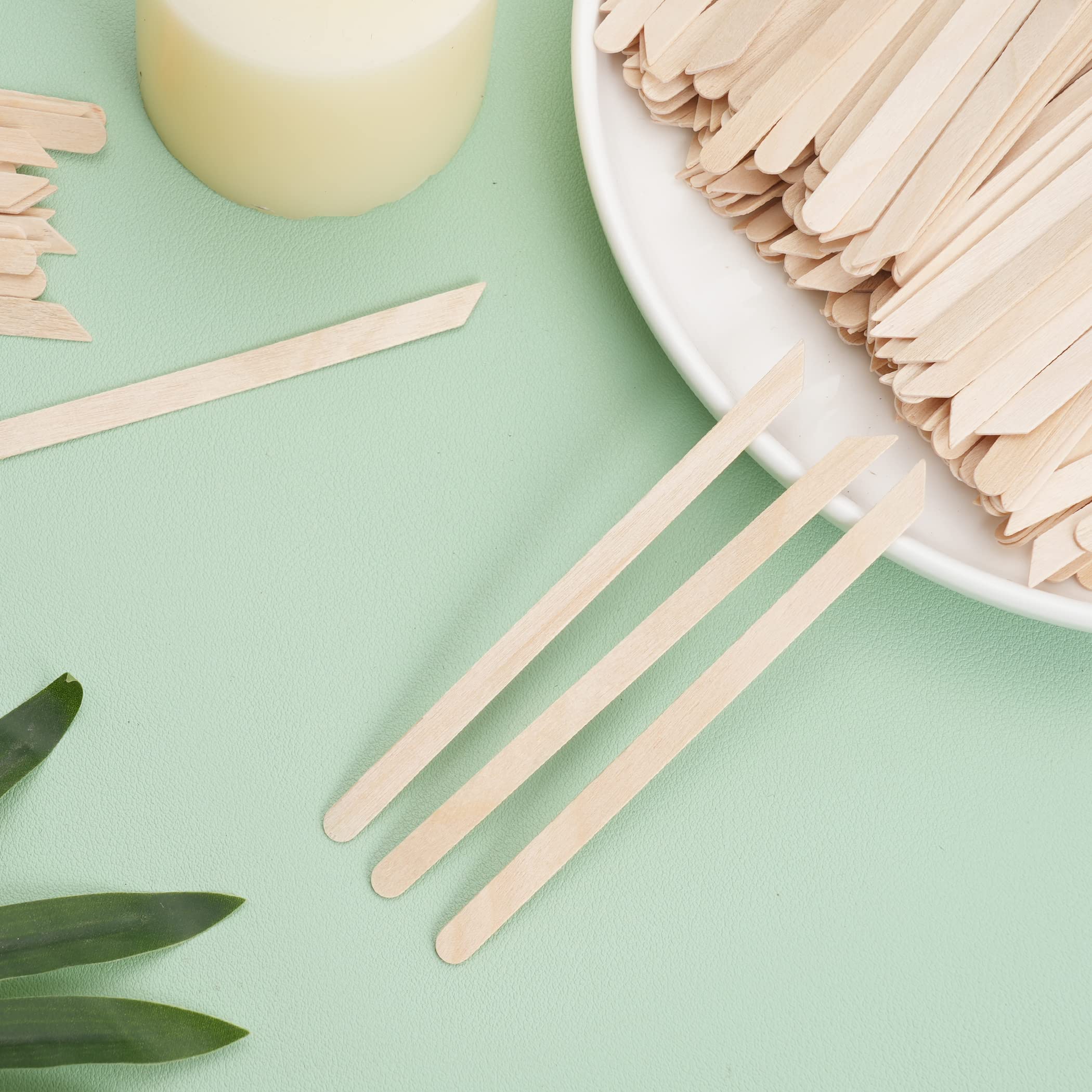 1200Pcs Wooden Wax Sticks Small Waxing Applicator Sticks Wax Spatulas Wood Craft Sticks for Hair Removal and Smooth Skin - Slanted & Round