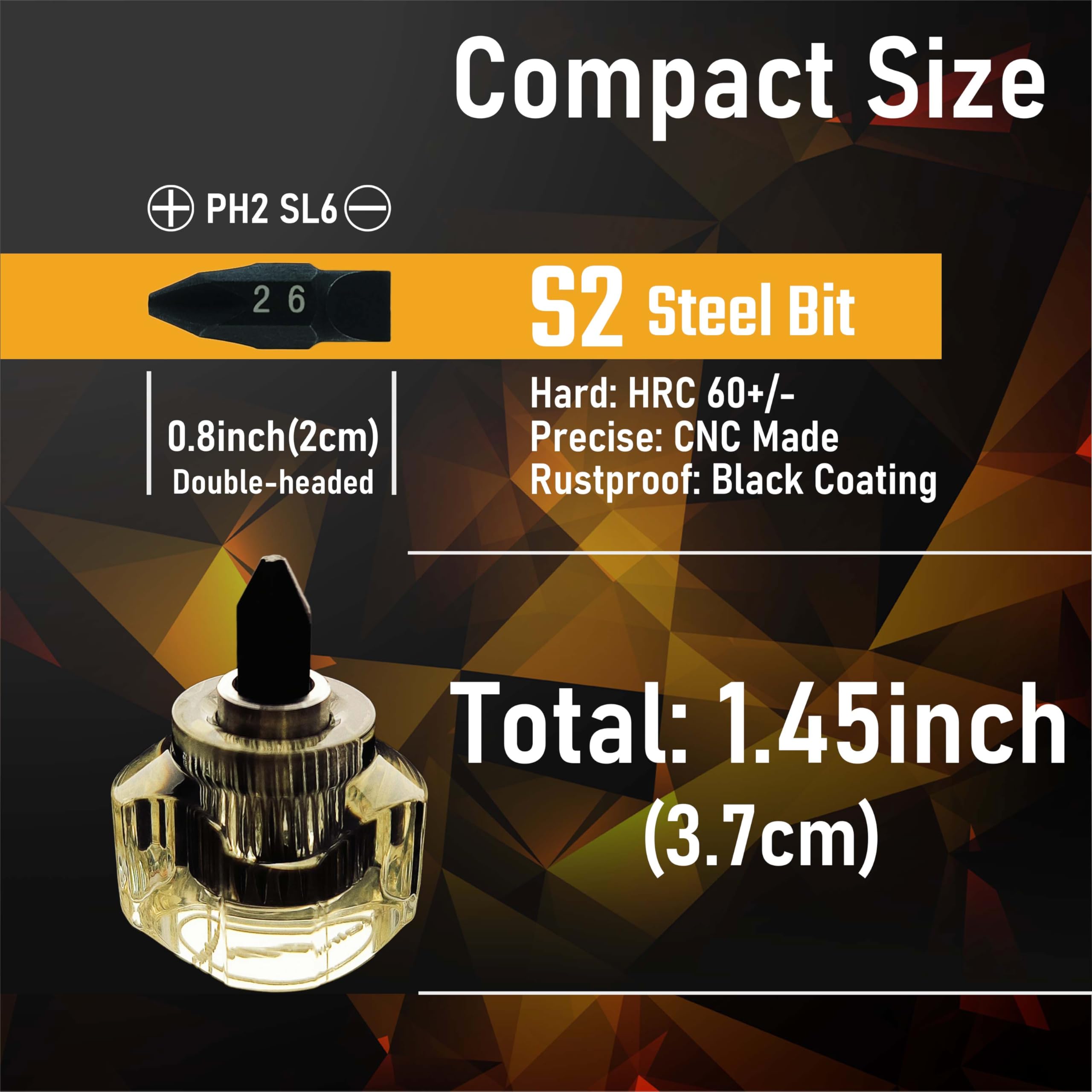 Steinwhale 10in1 Short Stubby Mini Screwdriver for tight spots, Cellulose Acetate Fiber Made Handle, Double-headed High Hardness S2 Steel Bits, Exquisite EDC