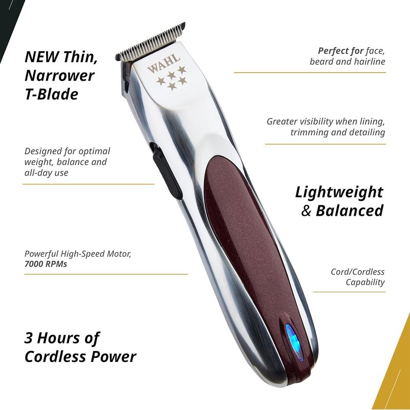 Wahl Professional 5 Star Align Trimmer - Cordless T-Blade with High-Speed Motor | 180-Minute Run Time