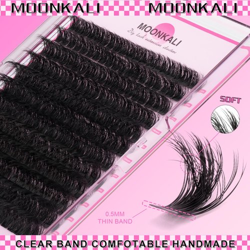 MOONKALI Lash Clusters Wispy 100D Volume Eyelash Clusters 12-20mm Mix Length Individual Lashes D Curly Cluster Eyelash Extensions Mink Thick Volume Eyelashes Extension Clusters for Beginners