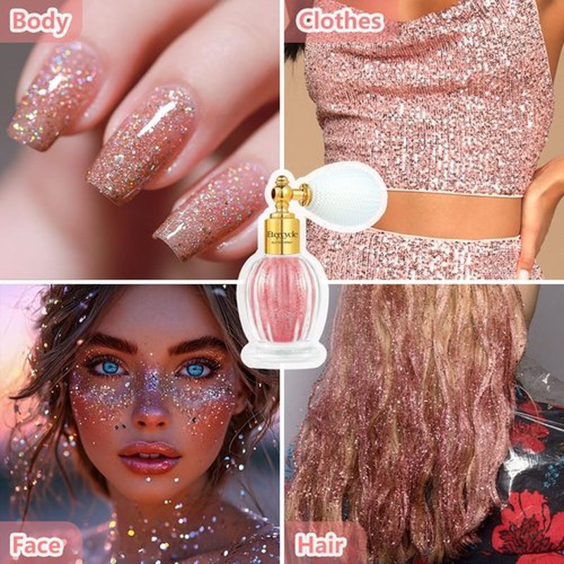 Etercycle Glitter Spray for Hair and Body, Pink Extra Fine Face Shimmer Powder, Shiny Fine Glitter Beautiful Face Makeup Glitter for Rave Accessories Easter Christmas Halloween Clothes
