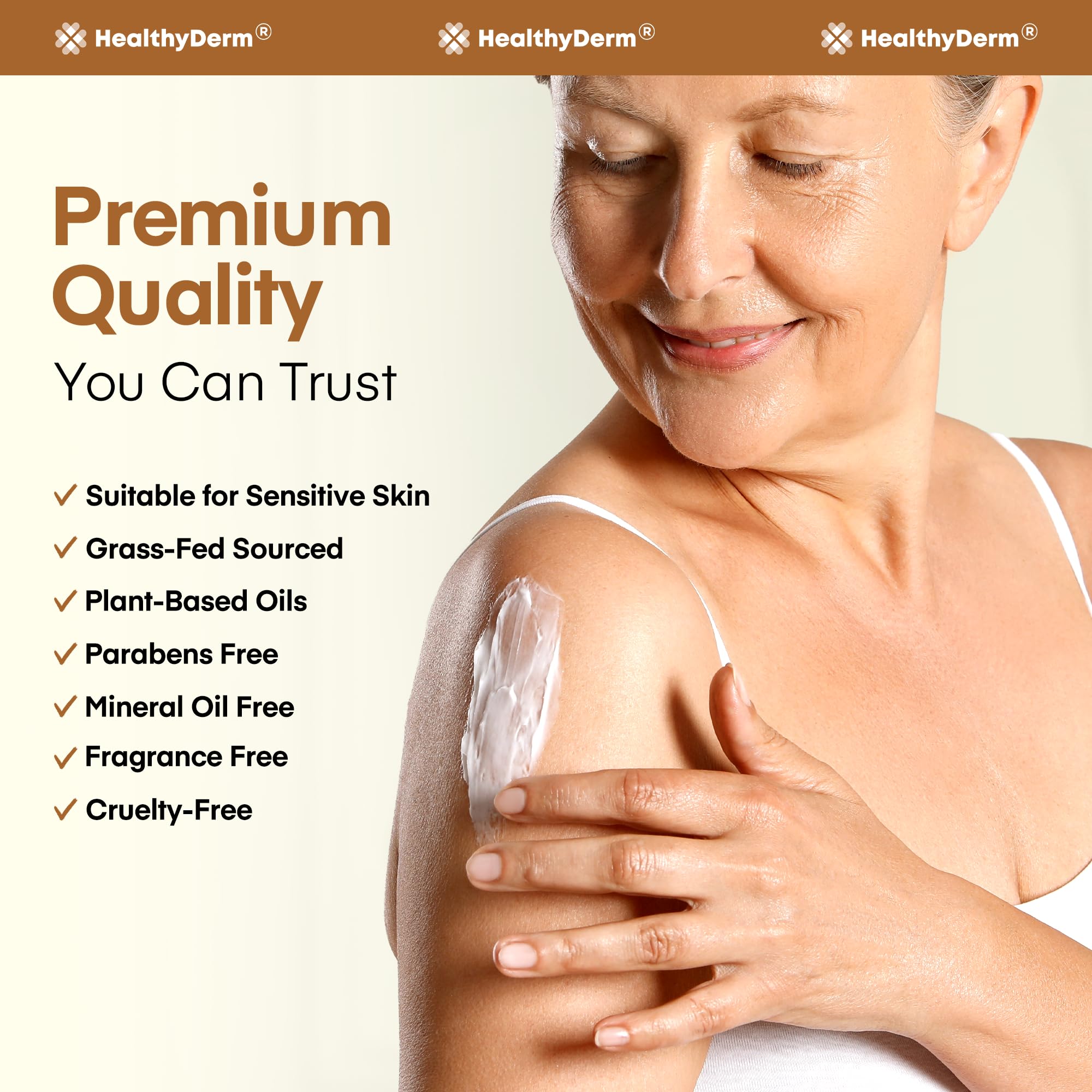 Beef Tallow Body Lotion for Skin: Grass-Fed Daily Moisturizing Cream for Dry, Mature & Crepey Skin, Fast-Absorbing, Non-Greasy, Fragrance-Free Moisturizer with Aloe & Shea Butter (Yellow Bottle)