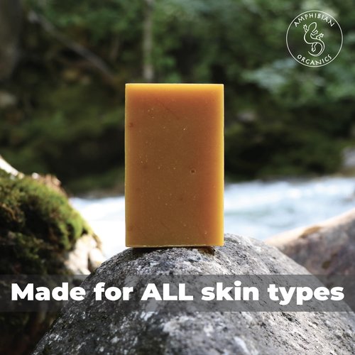 Amphibian Organics Turmeric Kojic Acid Soap Bar with Coconut Oil, Shea Butter & Essential Oils – Handcrafted in USA, Vegan Natural Face & Body Bar for All Skin Types, 4oz
