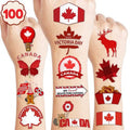 Canada Temporary Tattoos Happy Canada Day Party Decorations Favors Supplies Themed Cute Stickers 10 Sheets 100 PCS Gifts for Baby Girls Boys Class School Carnival