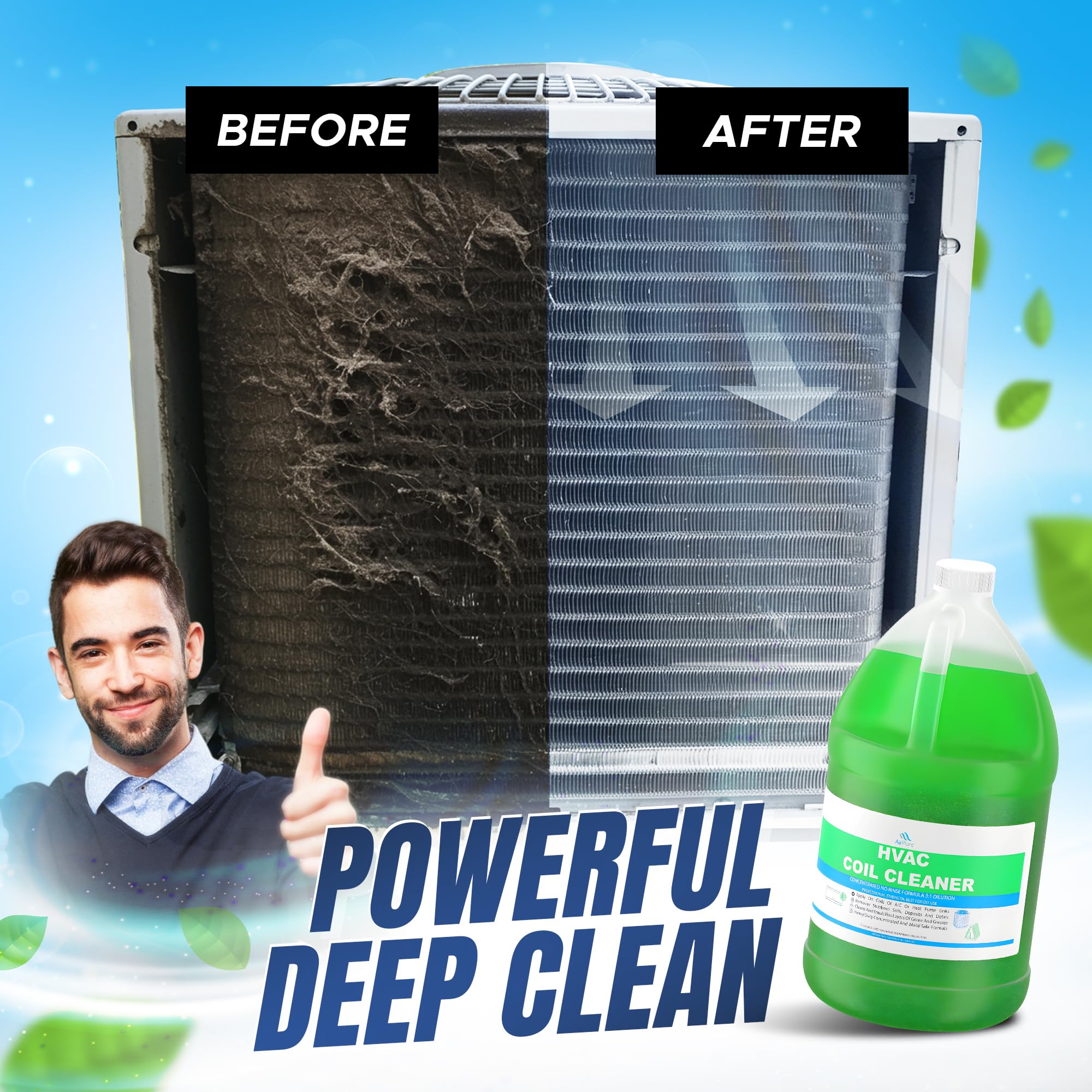 Complete Mini Split Cleaning Kit Featuring Nu-Calgon Evap Pow'r C Coil Cleaner & CleanAir Odour Treatment Tab - For Units Up To 39 Inches Wide