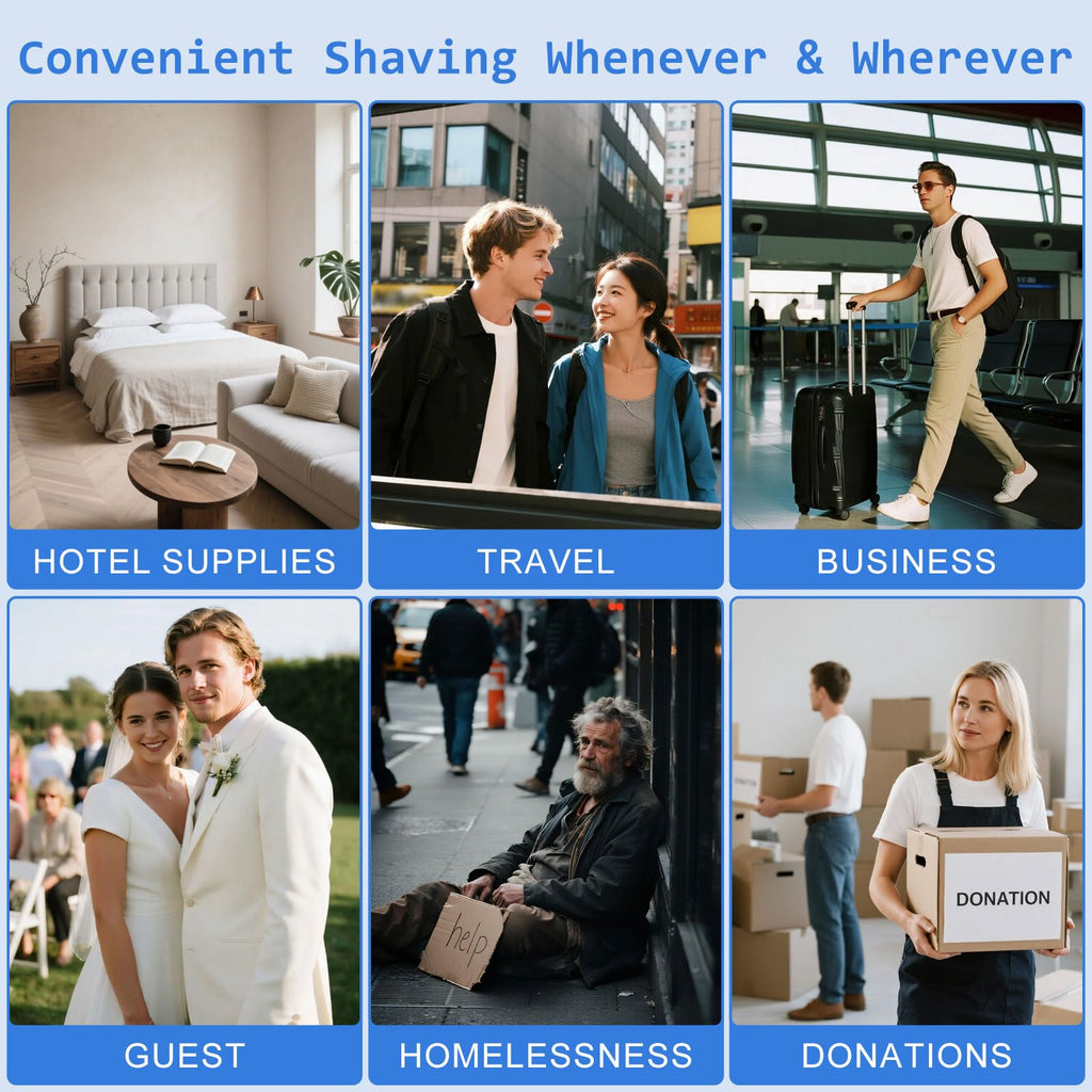 Disposable Razors Bulk, Razors Individually Wrapped Bulk, Travel Razors Bulk With 10g Shaving Cream For Hotels, Shelters, Homeless, Nursing Homes, Charities, Churches (Blue,50-PACK)