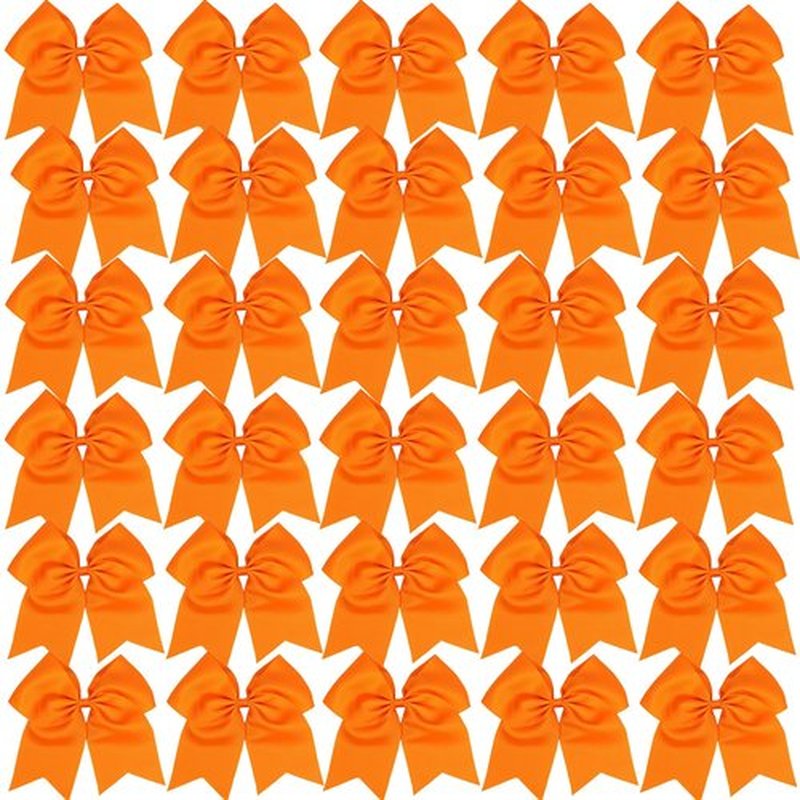 30PCS 8" Large Cheer Bows Hair Bows Ponytail Holder Handmade for Girls Teens Softball Cheerleader Sports (Orange)