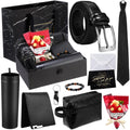 Tioncy 10 Pcs Men Gifts Basket,Premium Birthday Gift Set for Him, Gift Ideas Box with 16oz Tumbler Wallet Belt Tie Bag Retirement Gifts for Husband Boyfriend Dad(Chinese Red)