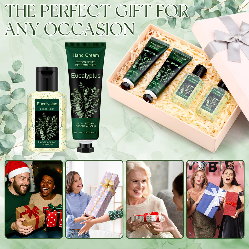 Frienda 48 Pcs Travel Size Hand Cream Hand Gel Gift Set Include Cream and Sanitizer Moisturizing 1 Fl oz Eucalyptus Scented Gift for Women Teacher Nurse Mothers