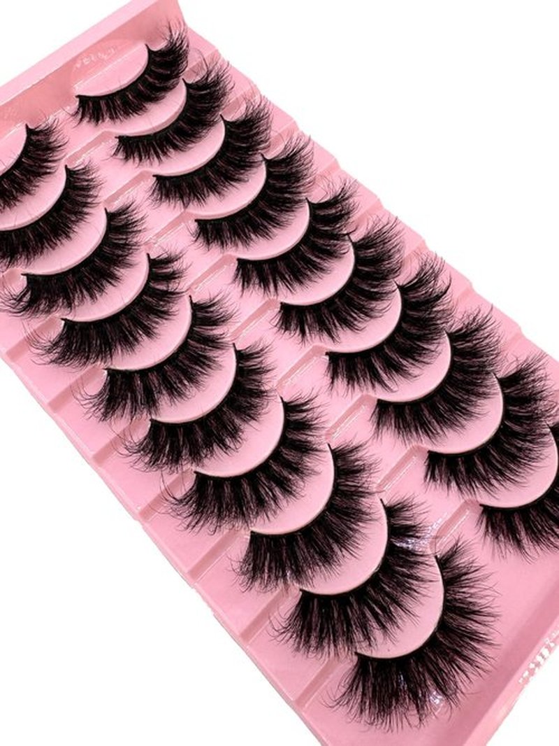 HBZGTLAD New 10 Pairs 3D Mink Lashes False Eyelashes Handmade Wispy Fluffy Long Lashes Natural Eye Makeup Tools Eye Lashes (837)