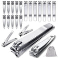 Keeshibao 20-Pack Stainless Steel Fingernail & Toenail Nail Clippers Bulk Set - 12 Small + 8 Medium Size with Storage Pouch, Manicure Kit for Men/Women Travel, Gifts, Homeless Care Supplies
