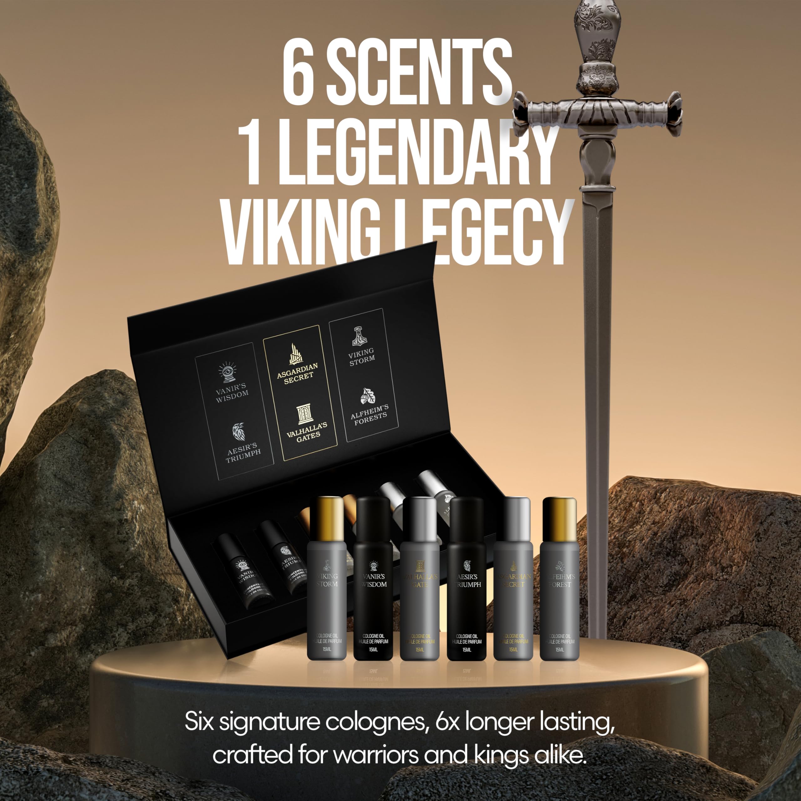 The Beard Struggle Viking Cologne Sampler Kit, Set of 6 Premium Concentrated Colognes for Men – 6x More Longer Than Traditional Mens Colognes Gift for Him, Signature Fragrances