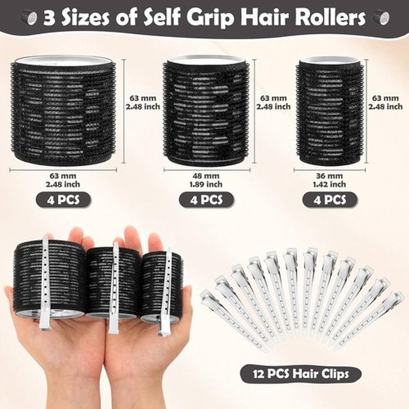 Skiennix Thermal Hair Rollers - 24PCS Jumbo Curlers with Clips for Volume | 63mm, 48mm, 36mm Sizes