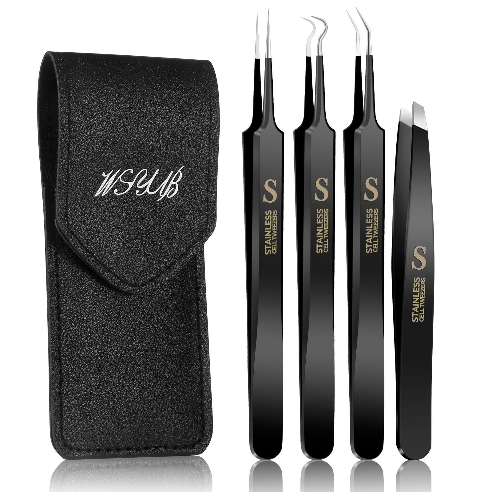 WSYUB Professional Blackhead Tweezers and Ingrown Hair Tweezers, Stainless Steel Blackhead Remover Tools, Tweezer for Women Facial Hair
