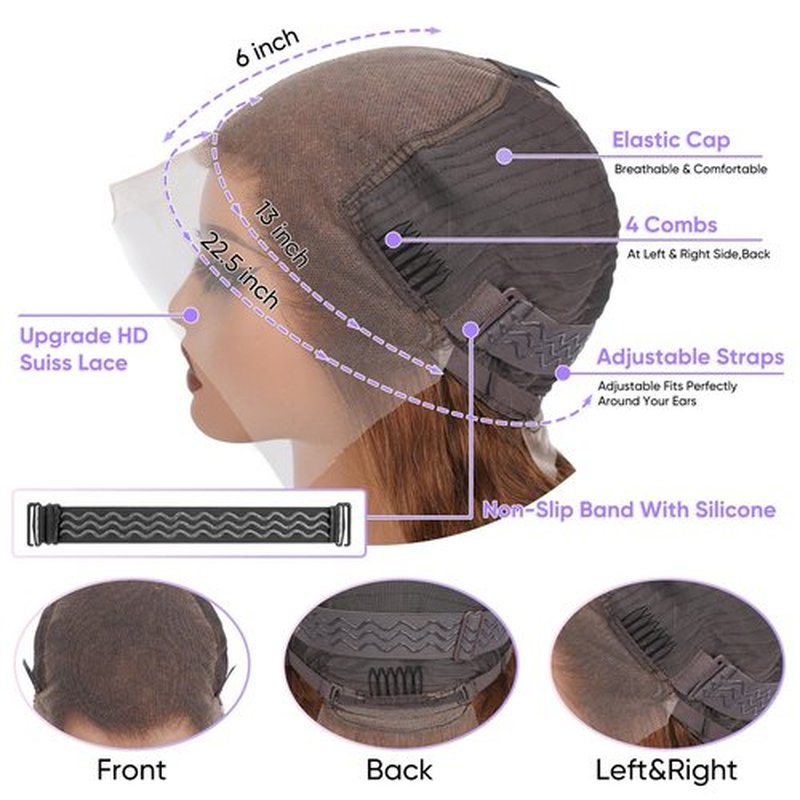 SFTNMEH 30 Inch Chocolate Brown Lace Front Wig 200 Density 13x6 HD Body Wave Human Hair Wig for Women with Baby Hair