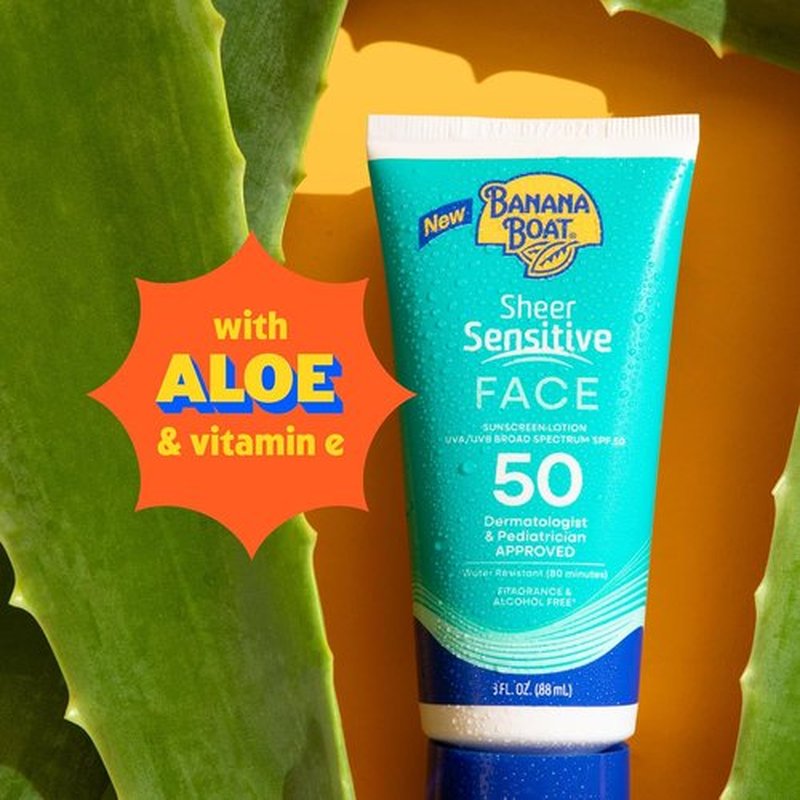 Banana Boat Sheer Sensitive Face Lotion - SPF 50 Protection | 3oz Size for Sensitive Skin