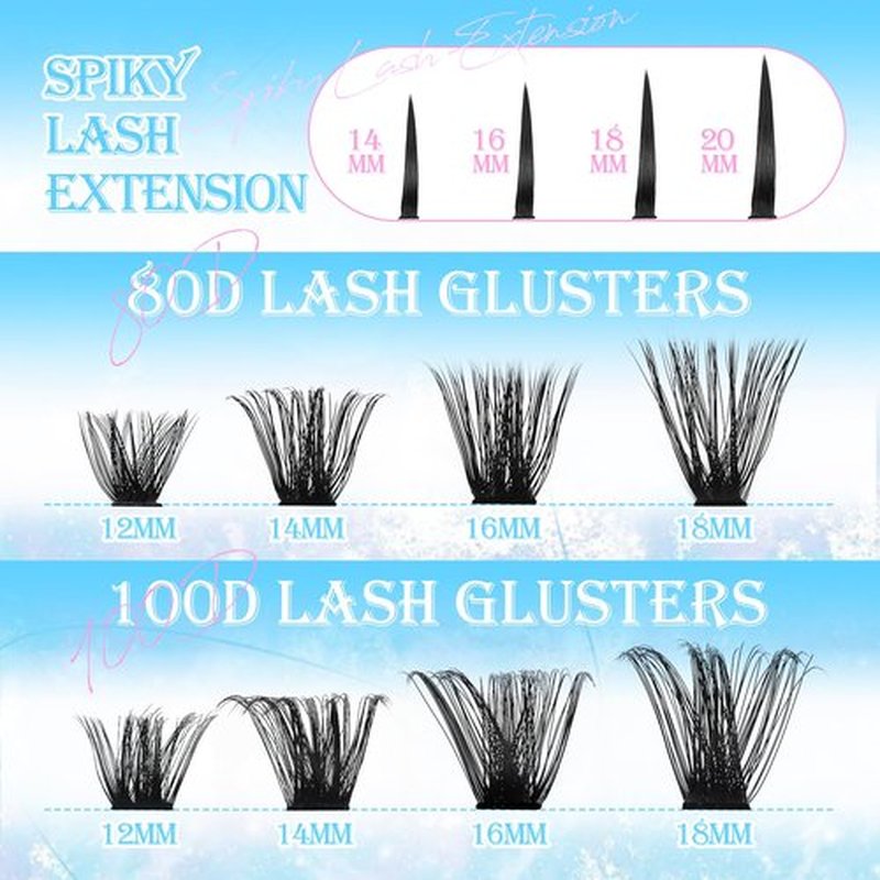 Lash Clusters Spikes Eyelash Clusters with Spiky Cluster 14-20mm Fluffy Volume 80D 100D Individual Lashes Lash Extensions Wispy D Curl Manga Natural Cluster Anime Eyelash Extensions