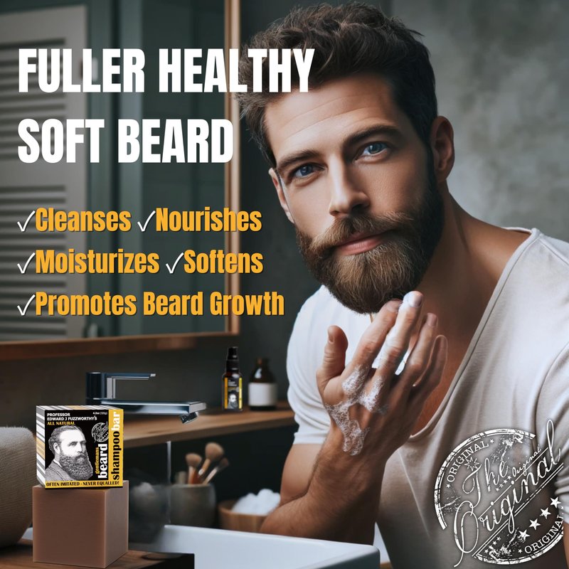 Professor Fuzzworthy's Beard Sampler Kit - Beard Shampoo & Conditioner Bar Sample Pack for Men | All Natural Grooming Gift Set for All Beard & Hair Types