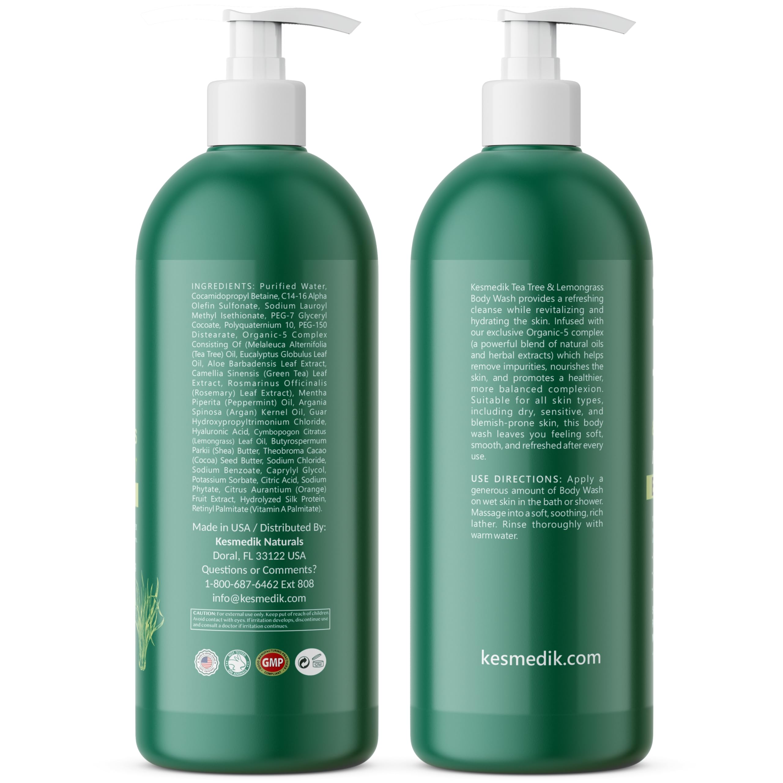 KESMEDIK Tea Tree Lemongrass Body Wash MaxTherapy, Itchy Skin Relief, Antifungal Defense, Fights Body Odor, Soothes Jock Itch & Athlete's Foot, Intimate Wash, Men & Women, 2-Pack, Limited Edition