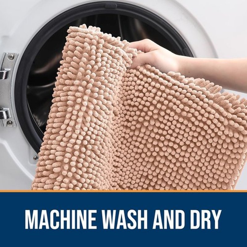 OLANLY Dog Door Mat - Absorbent Non-Slip Washable Chenille Mat for Muddy Paws | 70x35, Peach