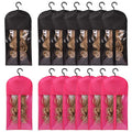 Wig Hangers Set - Premium Dust-Proof Wig Storage Bags with Hooks for Hair Extensions, Wig Organizer for Wig Bags Storage with Hanger,Space-Saving Wig Storage Solution(6PCS Black & 6PCS Hot Pink)