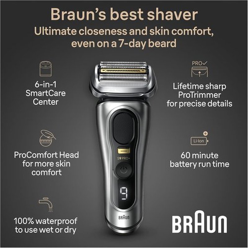 Braun Series 9 PRO+ Electric Razor - 5 Pro Shaving Elements for Ultimate Closeness & Comfort | 9597cc