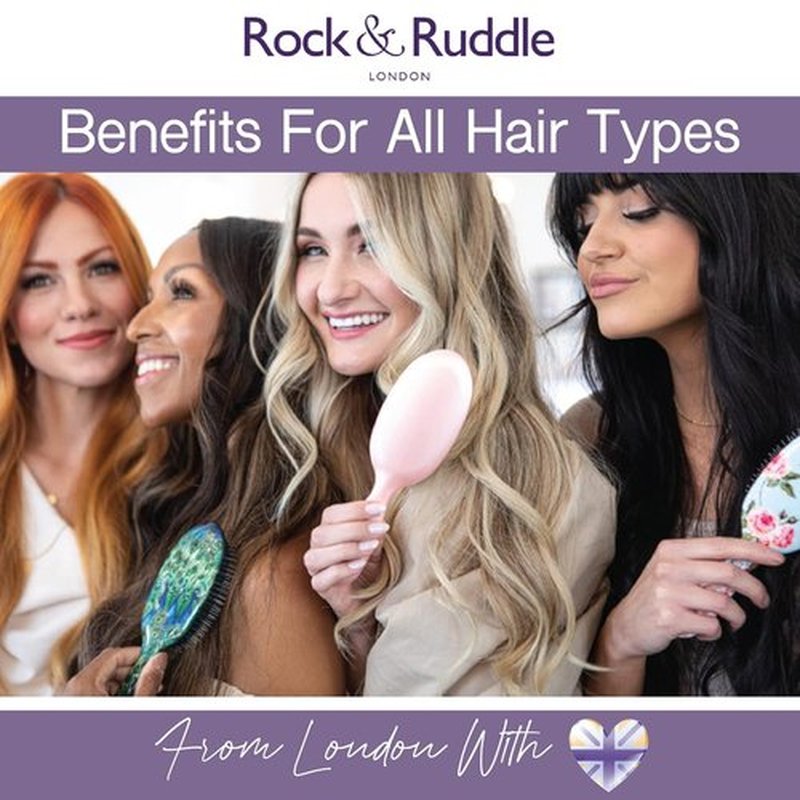 Rock & Ruddle Natural Mixed Bristle Hair Brush - Large 21 cm for Women & Kids | Ideal for Wet or Dry Hair, Detangling & Smoothing