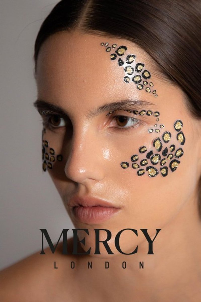 Leopard Print Contour Face Jewels by Mercy London Leopard Cat Costume Accessories Gems All In One Halloween Stick On