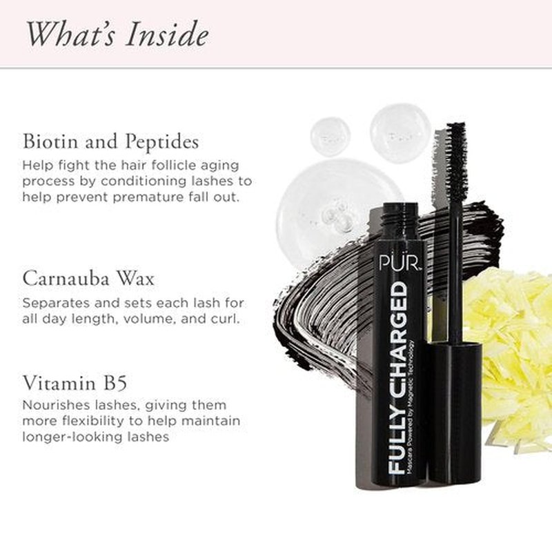 PÜR MINERALS Fully Charged Mascara - Volumizing & Lengthening Formula for Bold Lashes