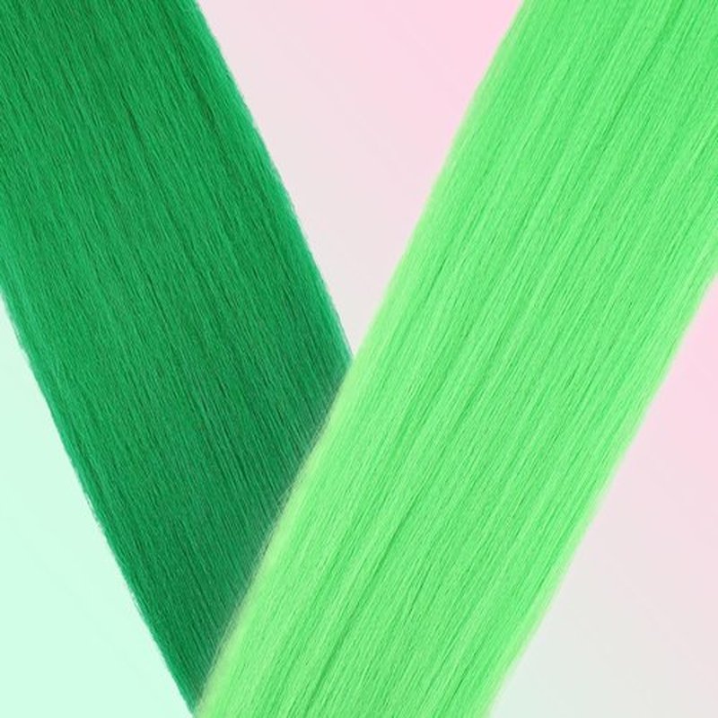 Green+Light Green Pre stretched Braiding Hair 2 Packs Pre feathered Braid Hair Extensions 30 Inches Hair Braids