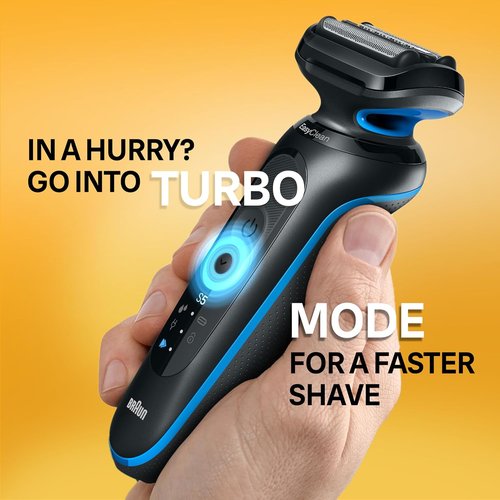 Braun Electric Shaver - Series 5 5120s | Wet & Dry Shaving, Turbo Mode, Beard Trimmer, Blue