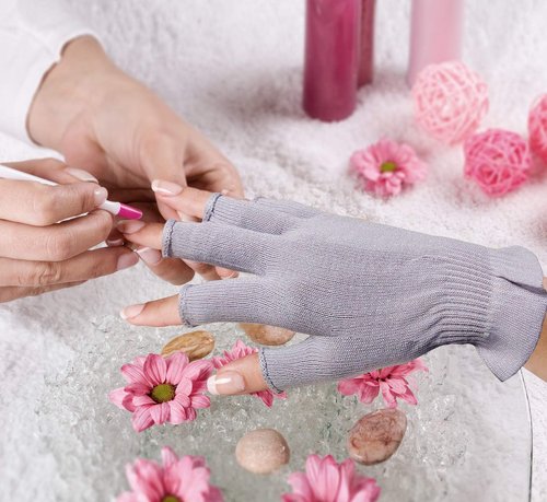 MIG4U 3 Pairs Fingerless Moisturizing Gloves, Half Finger Touchscreen Beauty Glove for Eczema, SPA, Dry Hands, Skin Treatment, Summer Sun UV Protection, Pale Purple S/M