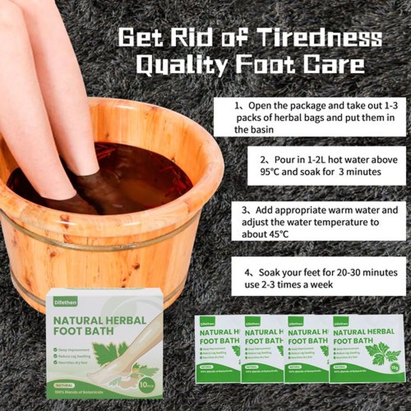 Difethen Natural Mugwort/Wormwood Herbal Foot Soak,Lymphatic Ginger Foot Bath Bag, Anti-Swelling Foot SPA Promote Metabolism, Foot Care 15g/PCS (10PCS)