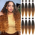 ATRAENTE Prestretched Braiding Hair 18 Inch Ombre Braiding Hair Pre Stretched 8 Packs Hot Water Setting Yaki Texture Hair Braids 1B/30/27
