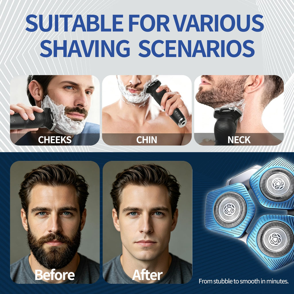 SH71/50 Replacement Heads for Ph*-lips No*elco Shavers,Compatible with Series 7000 & 5000 Electric Razor Blades, Wet & Dry Use, Easy-Install Replacement Shaver Heads, 1 Pack (Blue)