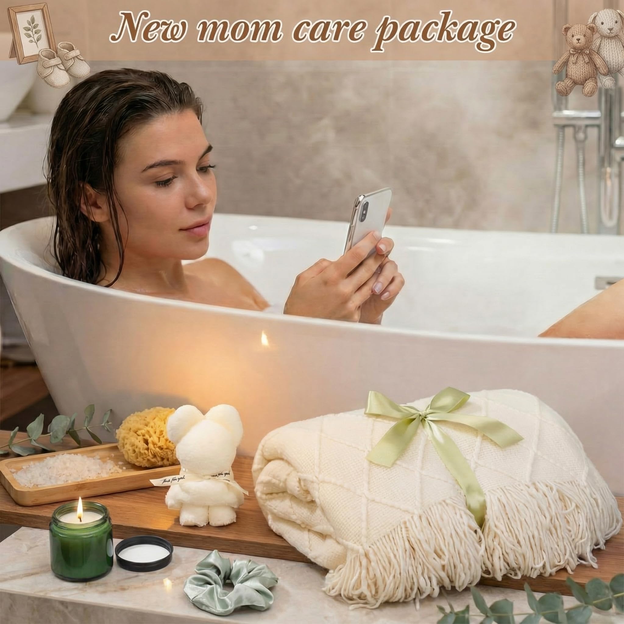 Ferrochef New Mom Care Package After Baby, New Mom Gifts Set Pregnancy Gift for Expecting Mommy with Blanket, Mama Mug for Moms to Be Baby Shower First Mothers Day Women Birthday Postpartum Essentials