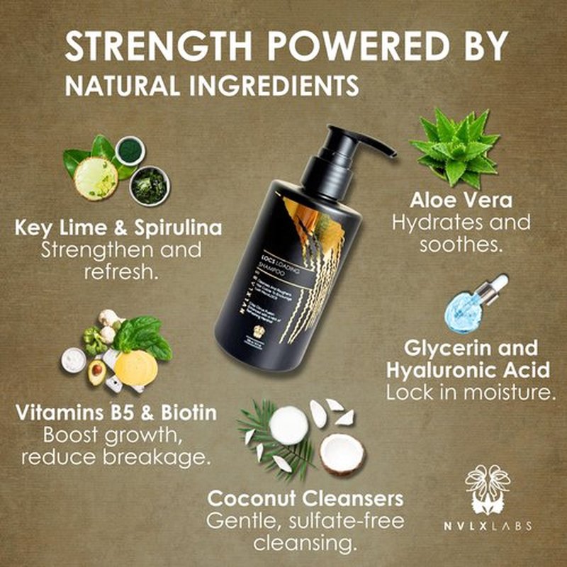 NVLX LABS Locs Shampoo - 8 Oz | Herbal Shampoo for Dreads, Sisterlocs, Locks, & Dreadlocks| Natural Vegan Haircare Cleanser for Daily Use | Plant Based Cleanser for Women and Men