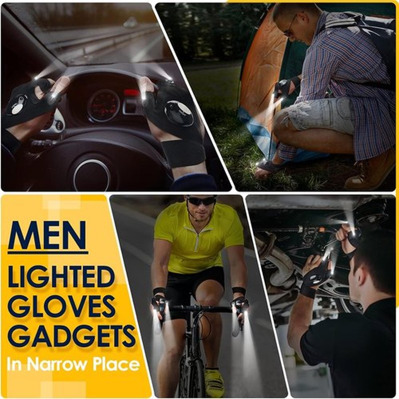 PARIGO LED Flashlight Gloves - Unique Father's Day Gift for Dad, Grandpa, or Husband | Perfect for Camping & Fishing
