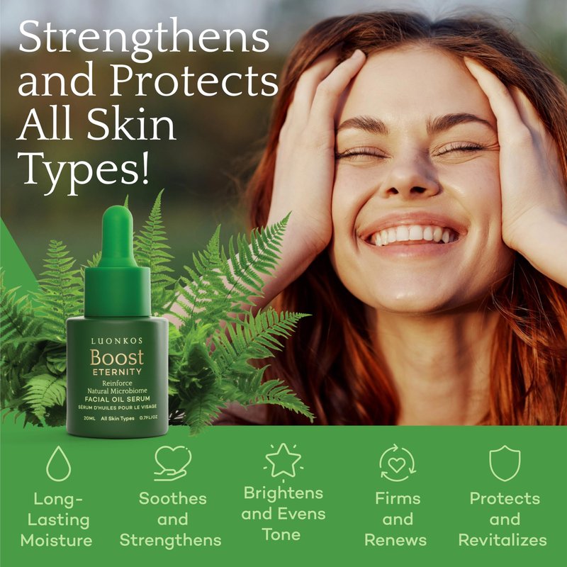 LUONKOS Eternity Facial Serum, Oil-Based Alternative to Vitamin C Face Serum for Women – Non-Greasy Serum with Squalane Oil, Sea Buckthorn & Nordic Forest Microbes - For all Skin Types - 20ml