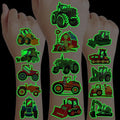 96 PCS Tractor Farm Farmhouse Pre-Cut Luminous Glow in the dark Temporary Tattoos for Kids | Super Cute Theme Birthday Party Favors, Supplies, Decorations, Fake Tattoo Stickers Gifts for Boys Girls