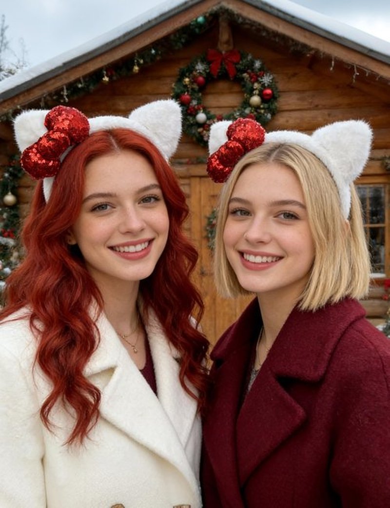 Kobataro Kitty Ears Headband Bow White Cat Ear Hair Accessories Kitten Costume Birthday Party Christmas Gifts for Women