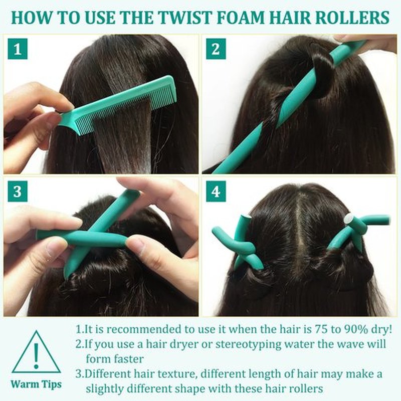 40PCS Flexible Curling Rods Set - No Heat Hair Rollers for Short & Long Hair, Twist Foam Rollers with Comb (Colors Random)