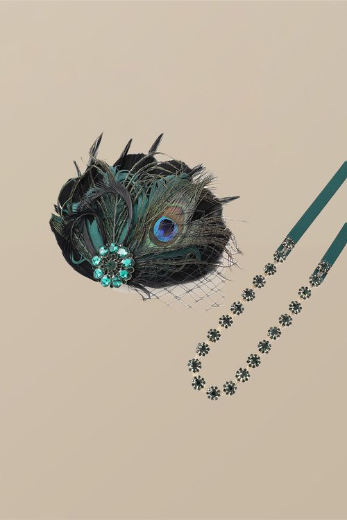 BABEYOND Flapper Headpiece for Women - 1920s Headband Roaring 20s Great Gatsby Accessories Rhinestone Feather Hair Clip
