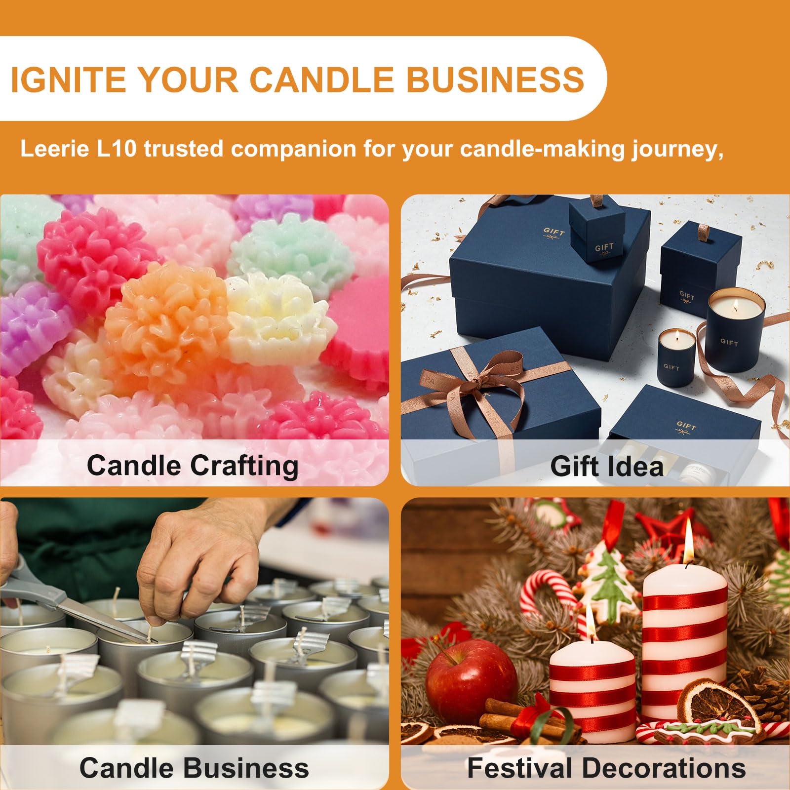 Leerie 20Lbs Commercial Wax Melter for Candle Making, L10 Extra Large Electric Wax Melting Pot Kit for Candle Making Business with Heating Core Brass Spout & Temp Control & Heat Resistant Handle