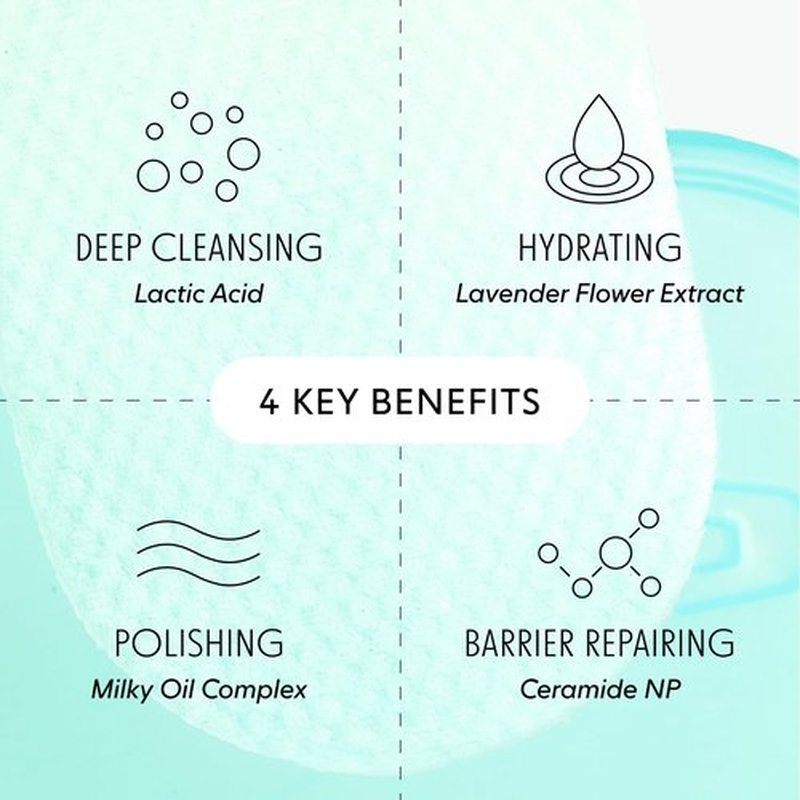 LOOPS Milky Cleanser Korean Skincare - Deep Cleansing and Hydrating Skin Care - Pre-soaked Bamboo Facial Cleansing Pads - Facial Wash with Milky Oil Complex - Oil Cleanser for Face - Pack of 60