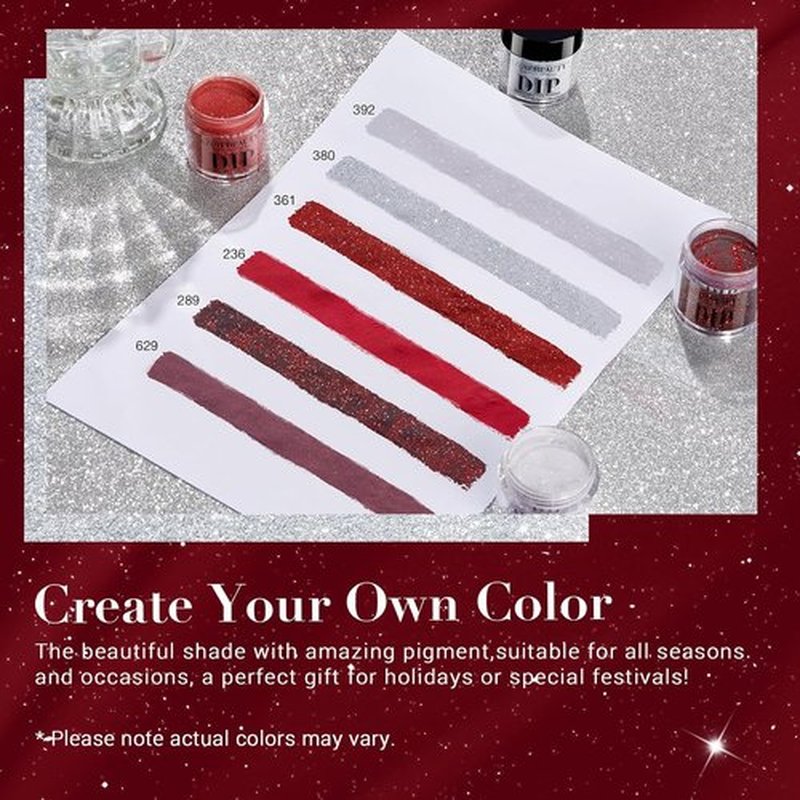 AZUREBEAUTY Dip Powder Set - 6 Burgundy Red Colors for DIY Nail Art | No Lamp Needed, Perfect Starter Kit