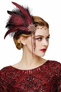 BABEYOND 1920s Women Feather Crystal Headband 20s Flapper Gatsby Headpiece